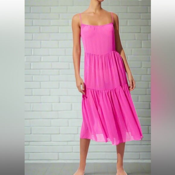 Solid & Striped 'Addison' Pink Midi Dress - Picture 1 of 2